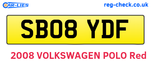 SB08YDF are the vehicle registration plates.