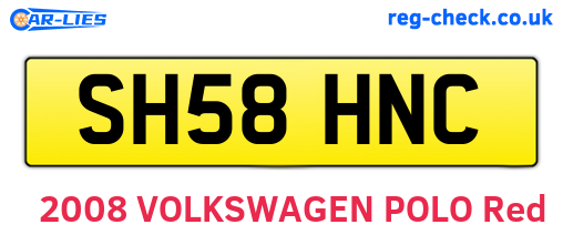 SH58HNC are the vehicle registration plates.
