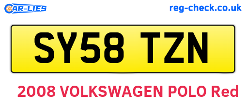 SY58TZN are the vehicle registration plates.