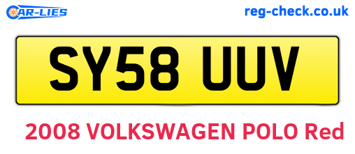 SY58UUV are the vehicle registration plates.