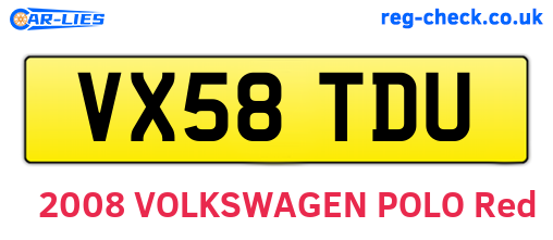VX58TDU are the vehicle registration plates.