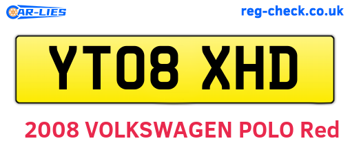 YT08XHD are the vehicle registration plates.