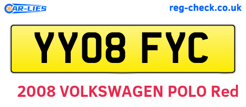YY08FYC are the vehicle registration plates.