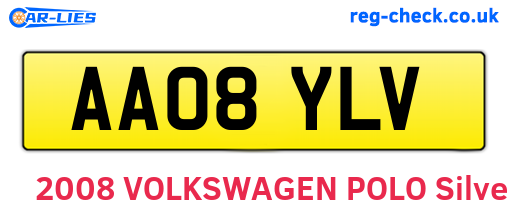 AA08YLV are the vehicle registration plates.