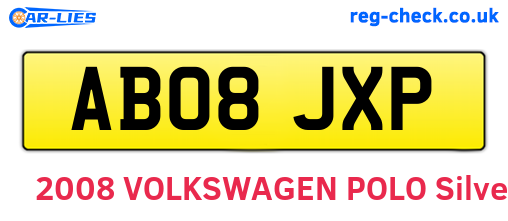 AB08JXP are the vehicle registration plates.