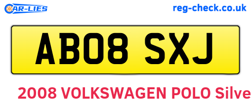 AB08SXJ are the vehicle registration plates.