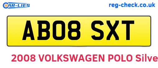 AB08SXT are the vehicle registration plates.