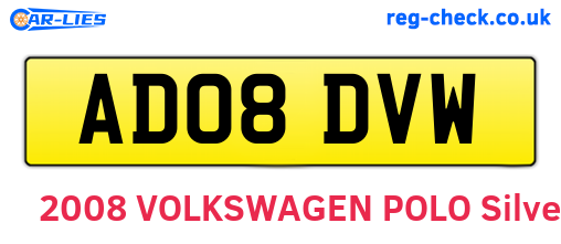 AD08DVW are the vehicle registration plates.