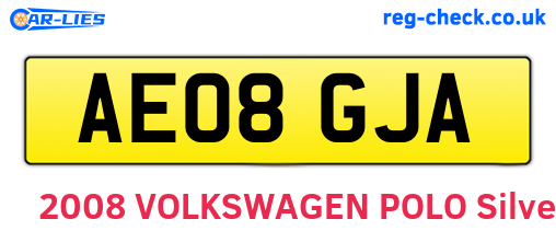 AE08GJA are the vehicle registration plates.