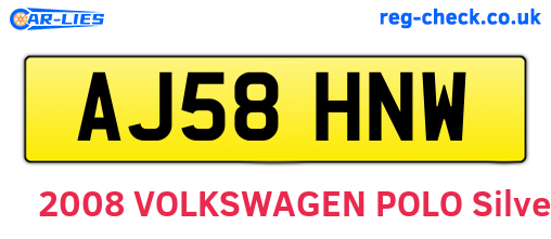 AJ58HNW are the vehicle registration plates.