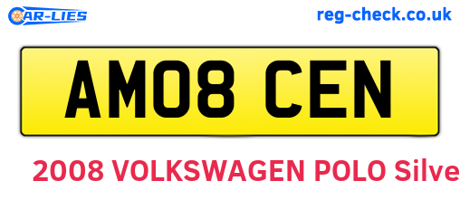 AM08CEN are the vehicle registration plates.