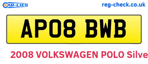 AP08BWB are the vehicle registration plates.