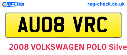 AU08VRC are the vehicle registration plates.