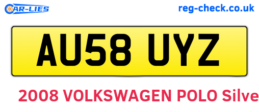 AU58UYZ are the vehicle registration plates.