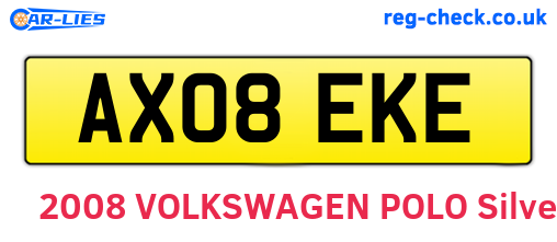 AX08EKE are the vehicle registration plates.