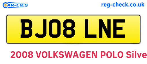 BJ08LNE are the vehicle registration plates.