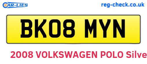 BK08MYN are the vehicle registration plates.