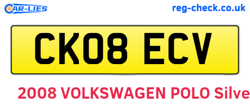 CK08ECV are the vehicle registration plates.