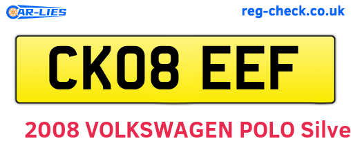 CK08EEF are the vehicle registration plates.