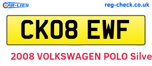 CK08EWF are the vehicle registration plates.
