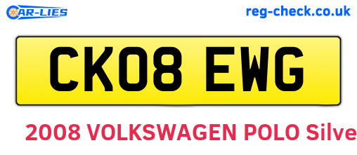 CK08EWG are the vehicle registration plates.