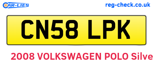 CN58LPK are the vehicle registration plates.