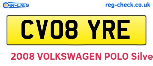 CV08YRE are the vehicle registration plates.
