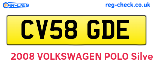 CV58GDE are the vehicle registration plates.