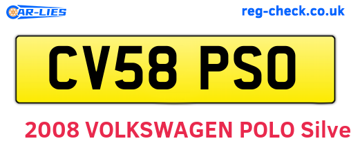 CV58PSO are the vehicle registration plates.