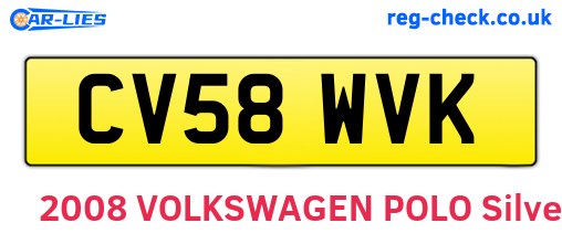 CV58WVK are the vehicle registration plates.