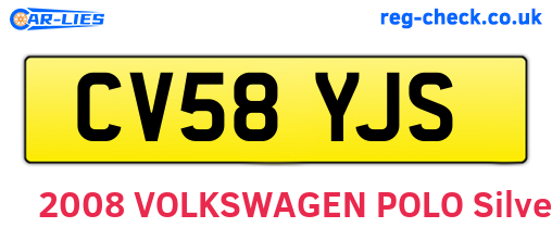 CV58YJS are the vehicle registration plates.