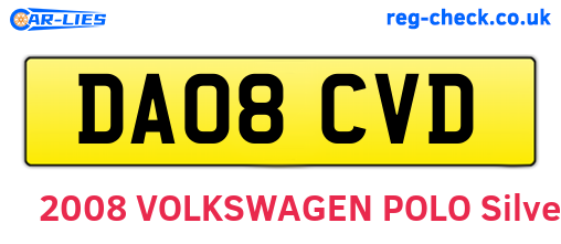 DA08CVD are the vehicle registration plates.