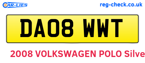 DA08WWT are the vehicle registration plates.