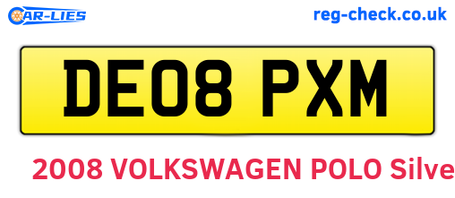 DE08PXM are the vehicle registration plates.