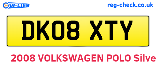 DK08XTY are the vehicle registration plates.