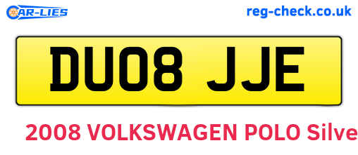 DU08JJE are the vehicle registration plates.