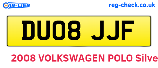 DU08JJF are the vehicle registration plates.