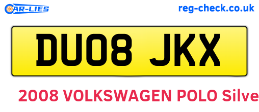 DU08JKX are the vehicle registration plates.