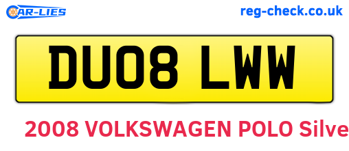 DU08LWW are the vehicle registration plates.