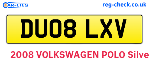 DU08LXV are the vehicle registration plates.