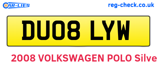 DU08LYW are the vehicle registration plates.