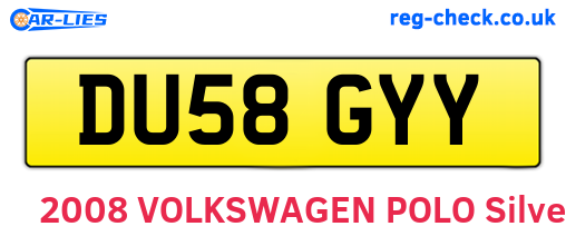 DU58GYY are the vehicle registration plates.