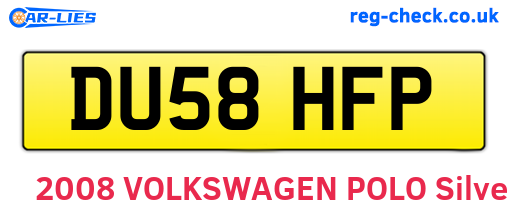 DU58HFP are the vehicle registration plates.