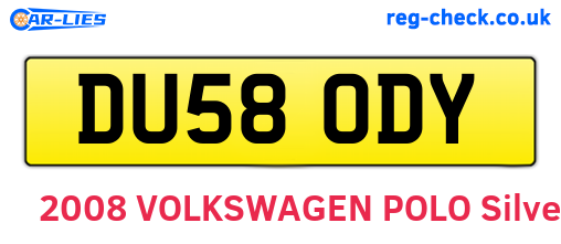 DU58ODY are the vehicle registration plates.