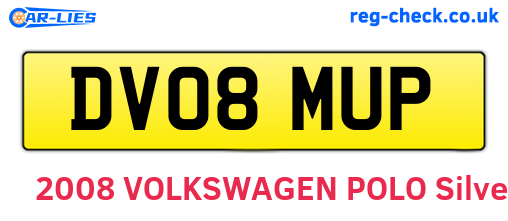 DV08MUP are the vehicle registration plates.