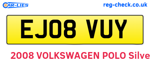 EJ08VUY are the vehicle registration plates.