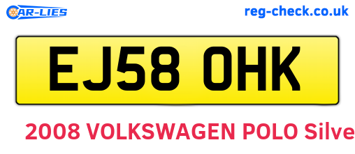 EJ58OHK are the vehicle registration plates.