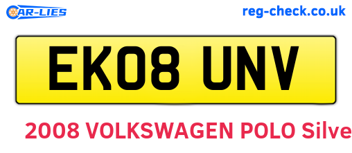 EK08UNV are the vehicle registration plates.