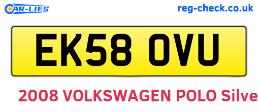 EK58OVU are the vehicle registration plates.
