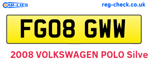 FG08GWW are the vehicle registration plates.